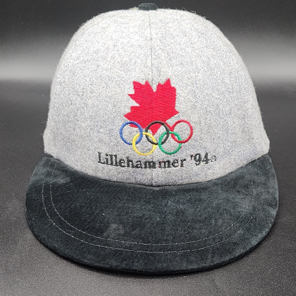 Vintage Team Canada 1994 Lillehammer Olympics Suede Strap Hat Grey Black